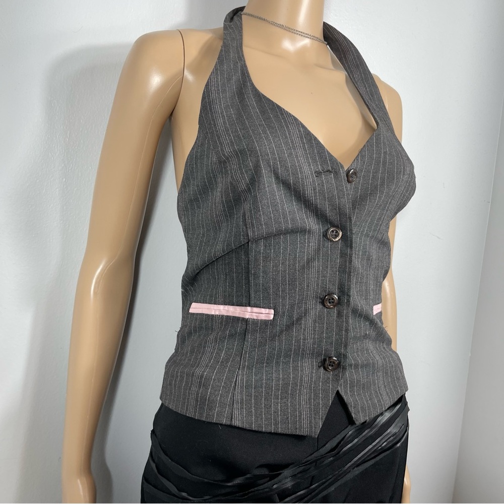 Pinstripe Halter Vest